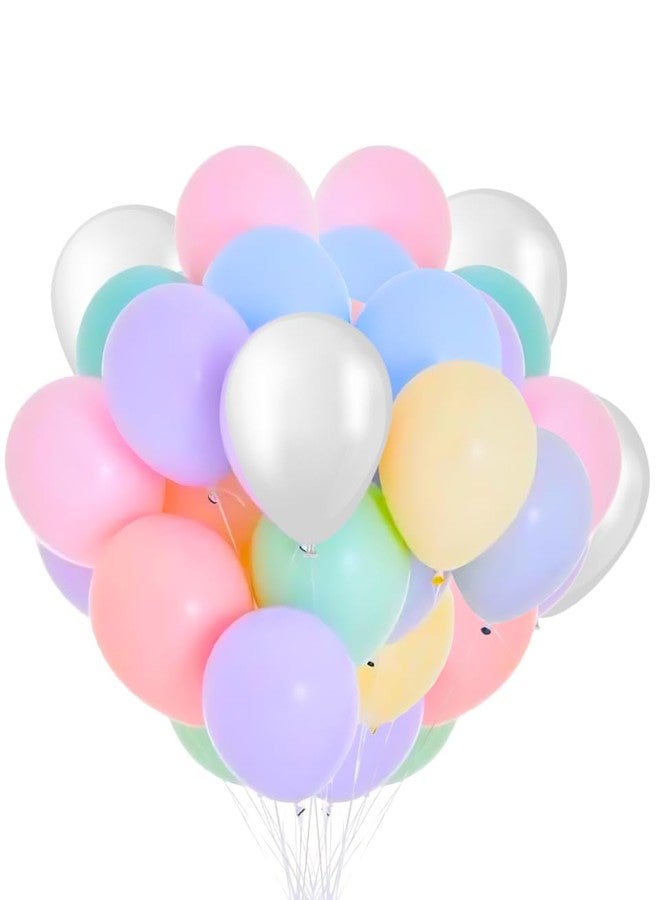 Flyloons Pink White Purple Green Blue Yellow Orange Pastel Balloons Pack of 100 for birthday decoration items also suitable Baby Shower, Anniversary, Wedding, Celebration, Party - Image 1